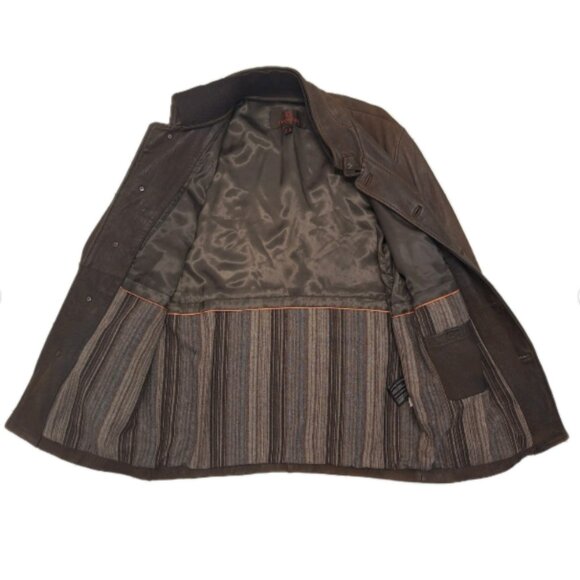 DANIER MEN'S BUTTON DOWN LEATHER  JACKET SIZE MEDIUM REMOVABLE LINER - Picture 4 of 8